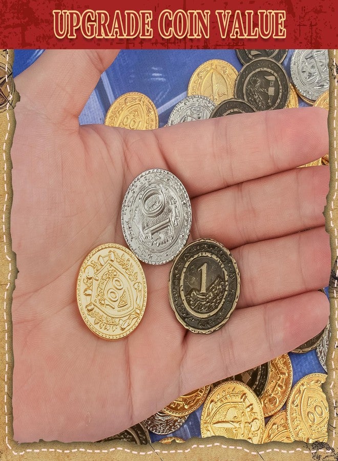 Byhoo 150 PCS Metal DND Coins, 1.2" Gold Silver Copper Tokens with Face Value for Board Game and Tabletop RPG, Fantasy Metal Coins for Pirate Game Party Cosplay - Image 4
